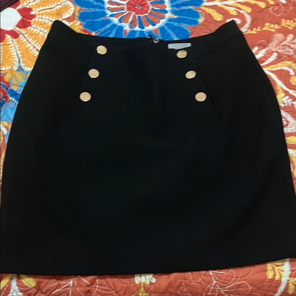 H&M Black Mini Skirt with Gold Buttons